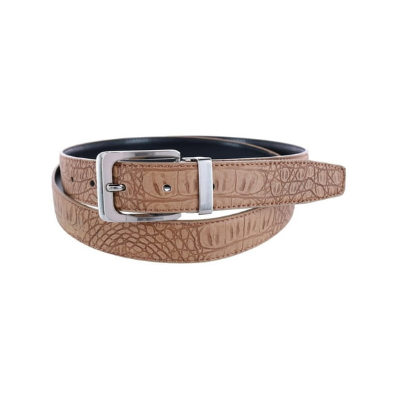 CTM Leather Matte Reversible Croc Print Clamp on Buckle Belt