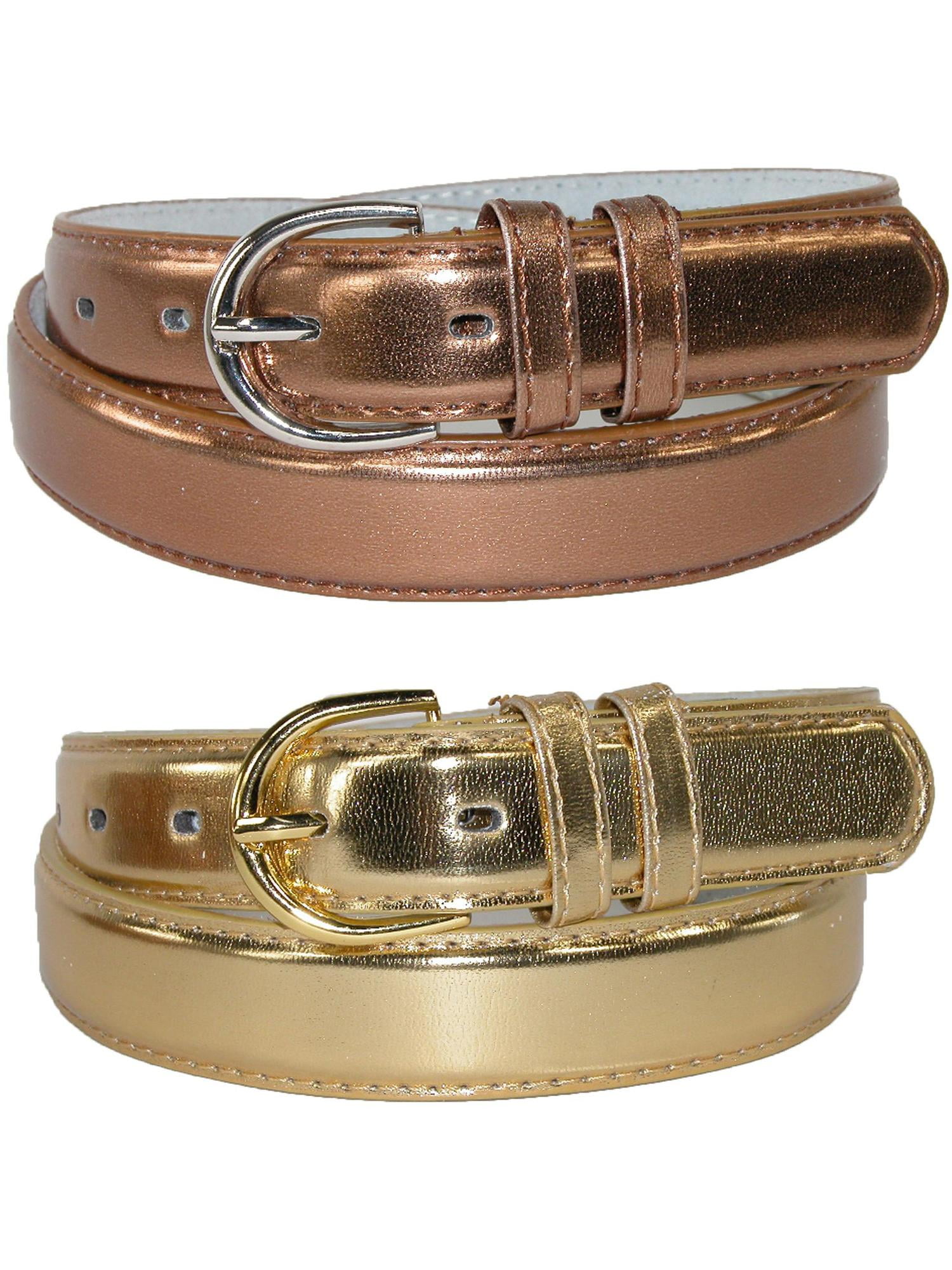 3475 Women\'s 1 1/8 Inch Wide Leather Metallic Dress Belt (pack Of 2 Colors) CTM 1 1/8 Inch Wide Leather Metallic Dress Belt (Pack of 2  main image 4