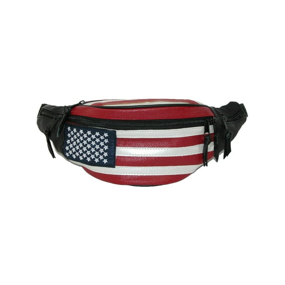 CTM Leather Patriotic American Flag Fanny Waist Pack