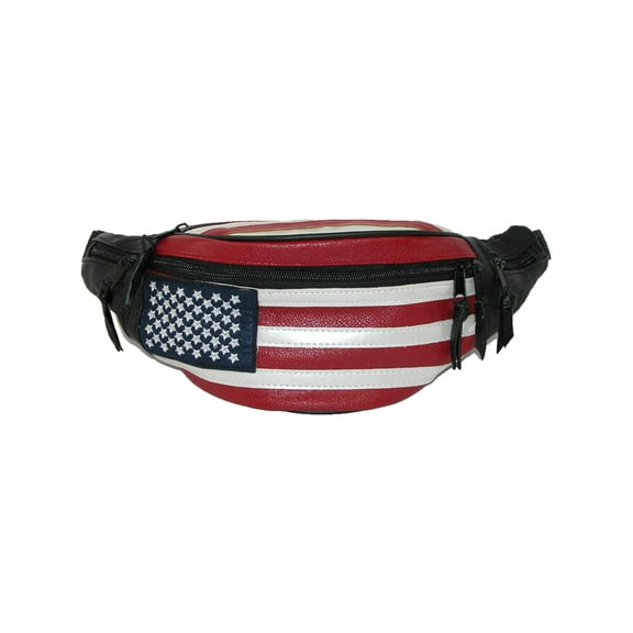 CTM Leather Patriotic American Flag Fanny Waist Pack