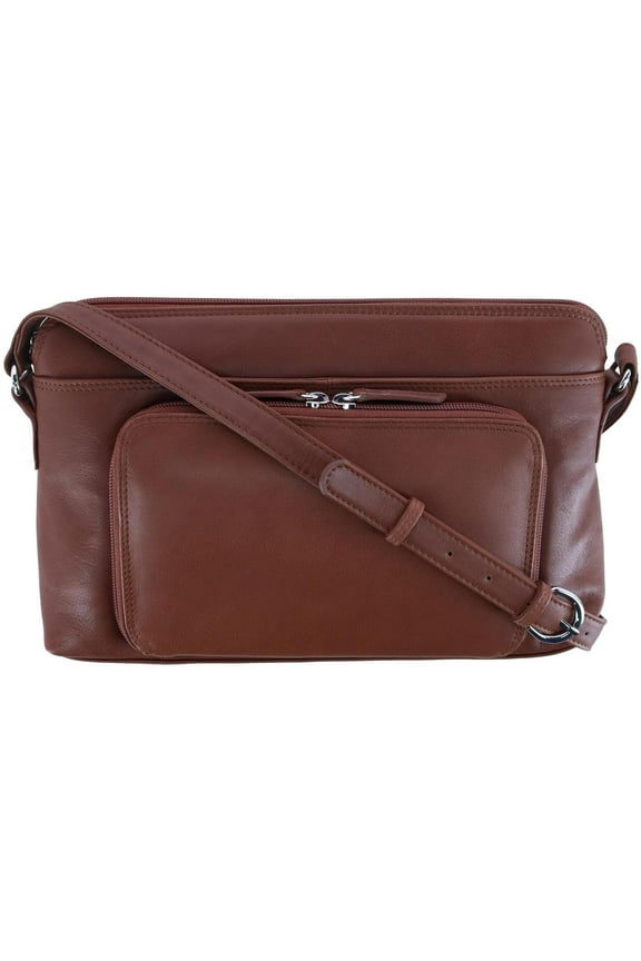 Leather Shoulder Bag Purse w/ Side Organizer (Larger Version) (Women)