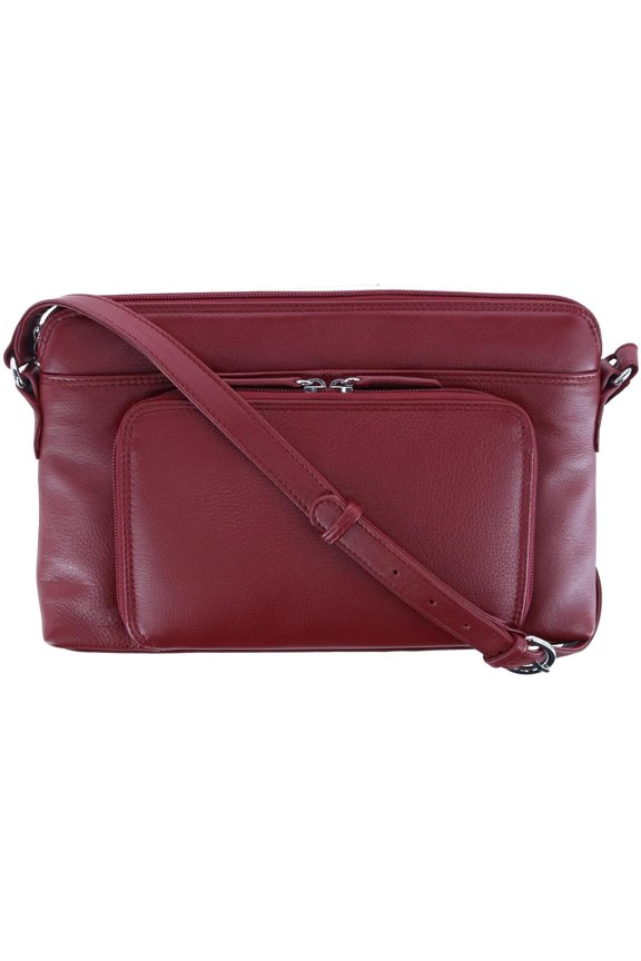Leather Shoulder Bag Purse w/ Side Organizer (Larger Version) (Women)