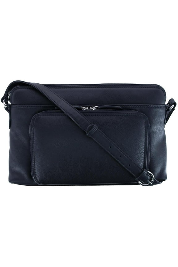 Leather Shoulder Bag Purse w/ Side Organizer (Larger Version) (Women)