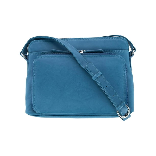 CTM Leather Shoulder Bag Purse with Side Organizer Women