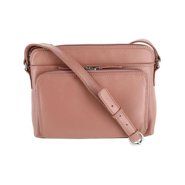 CTM Leather Shoulder Bag Purse with Side Organizer Women