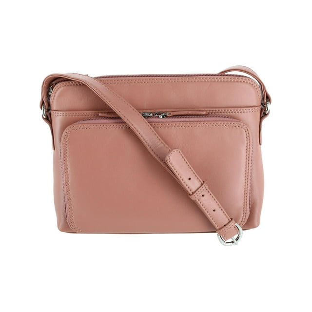 CTM Leather Shoulder Bag Purse with Side Organizer (Women)