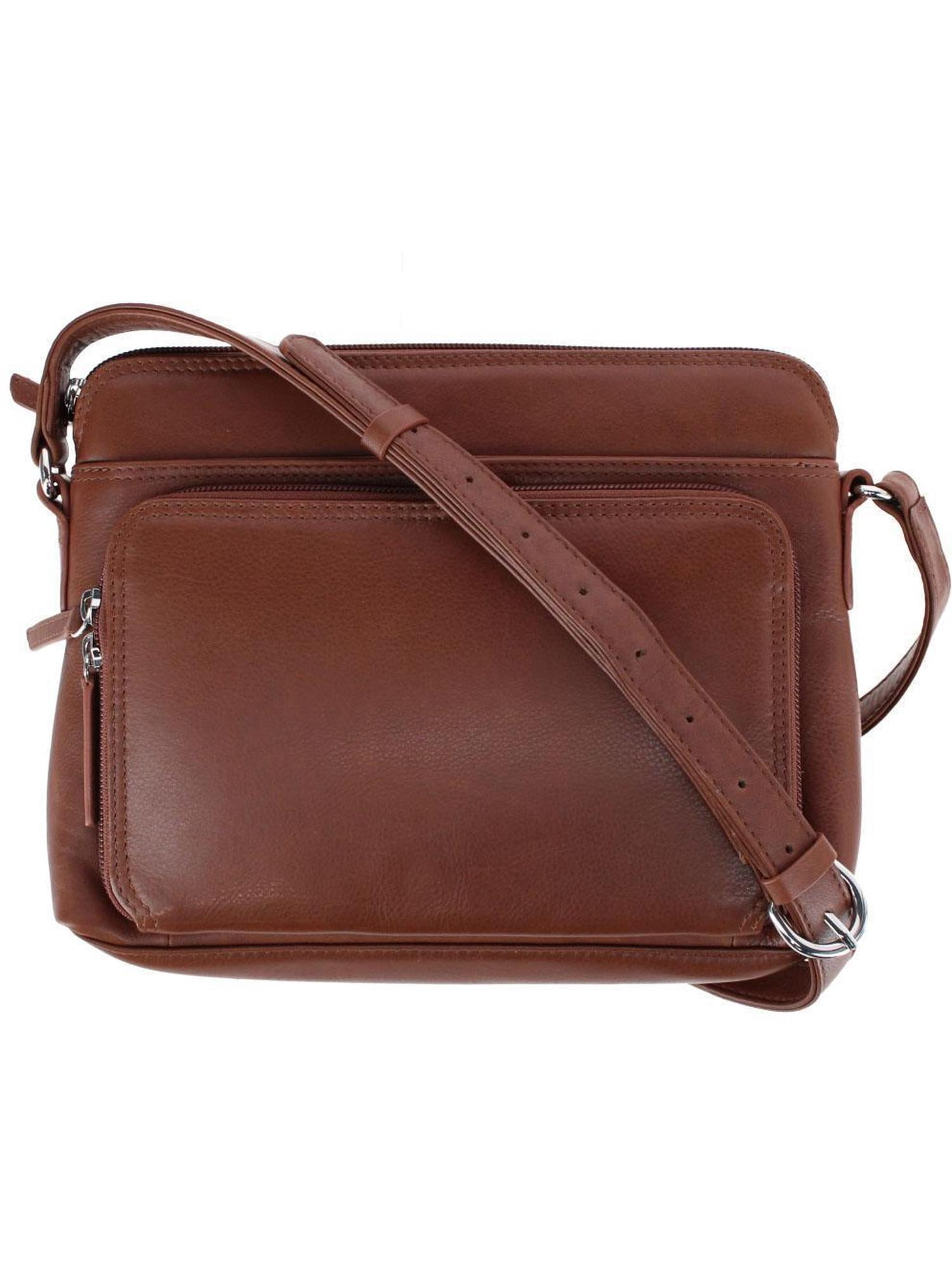 CTM  Leather Shoulder Bag Purse with Side Organizer (Women)