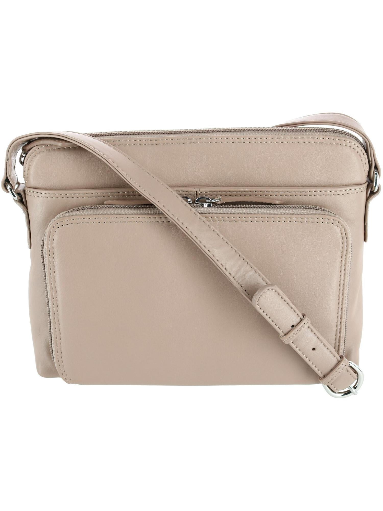 CTM Leather Shoulder Bag Purse with Side Organizer Women