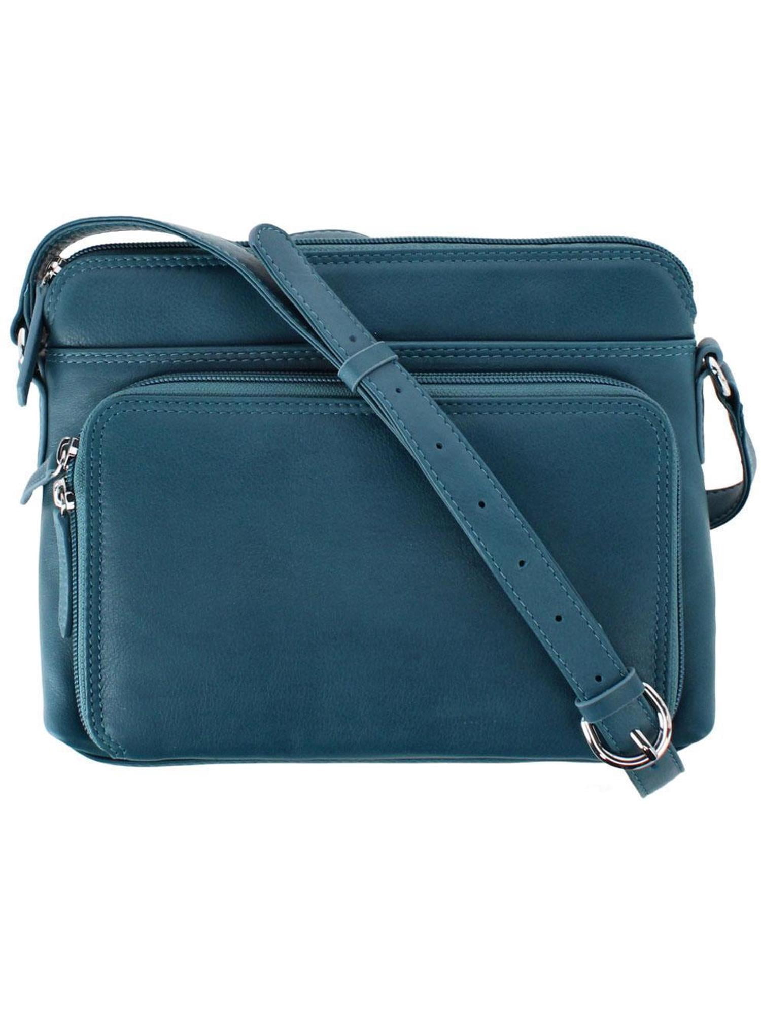 CTM  Leather Shoulder Bag Purse with Side Organizer (Women)