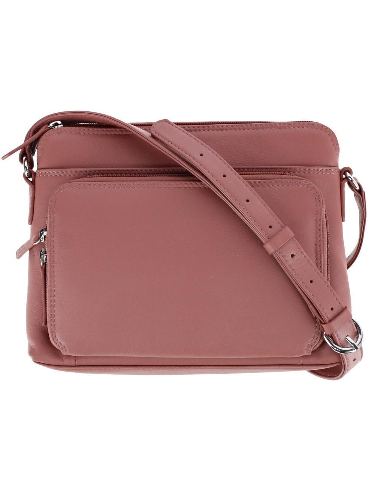CTM Leather Shoulder Bag Purse with Side Organizer (Women