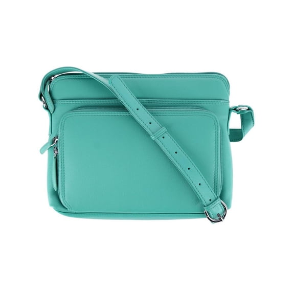 CTM Leather Shoulder Bag Purse with Side Organizer (Women)