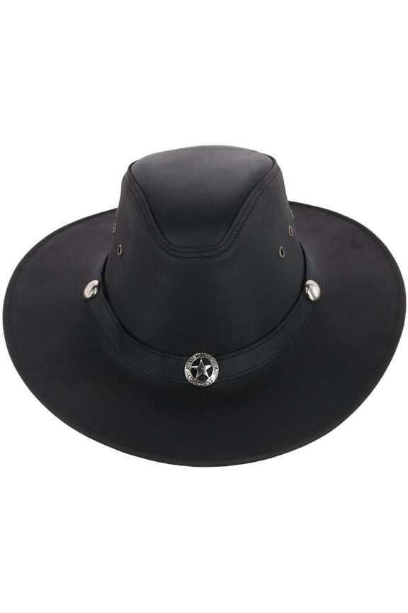 Leather Western Hat with Star Concho Hatband (Men)