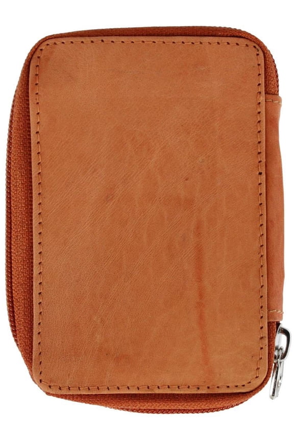 Leather Zip Around Key Case with Card Slot