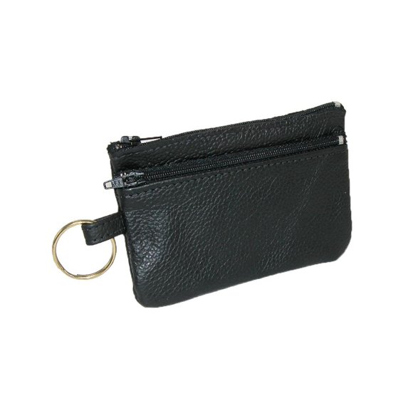 CTM Leather Zipper Card Case and Coin Change Holder Wallet