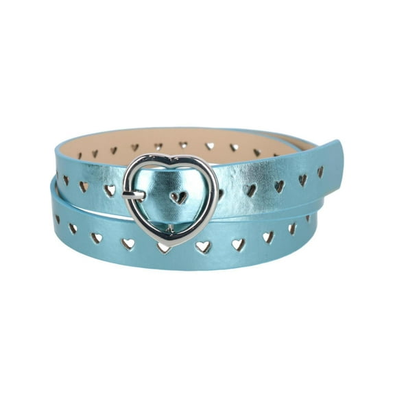 CTM  Metallic Heart Punched Belt with Heart Buckle (Women)