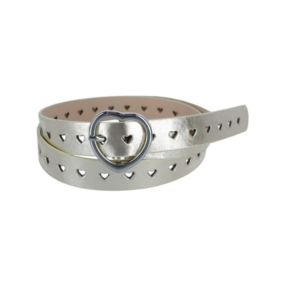 CTM Metallic Heart Punched Belt with Heart Buckle (Women)