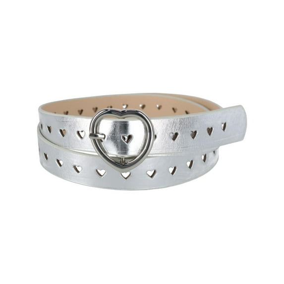 CTM Metallic Heart Punched Belt with Heart Buckle (Women)