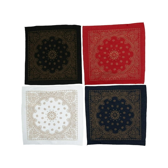 CTM Metallic Paisley Print Bandanas (Pack of 4)