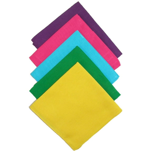 CTM Multi Color Solid Bandanas (Pack of 5)