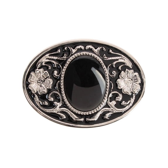 CTM Ornate Floral Silver Belt Buckle (Women)