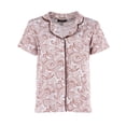 thumbnail image 1 of CTM  Patterned Button Down Short Sleeve Pajama Set (Women), 1 of 5