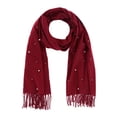 thumbnail image 1 of CTM  Pearl Embellished Solid Fringe Oblong Scarf (Women), 1 of 4