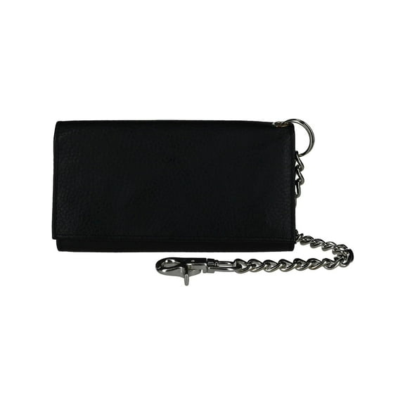 CTM  Pebble Grain Leather RFID Long Trifold Trucker Chain Wallet (Men)
