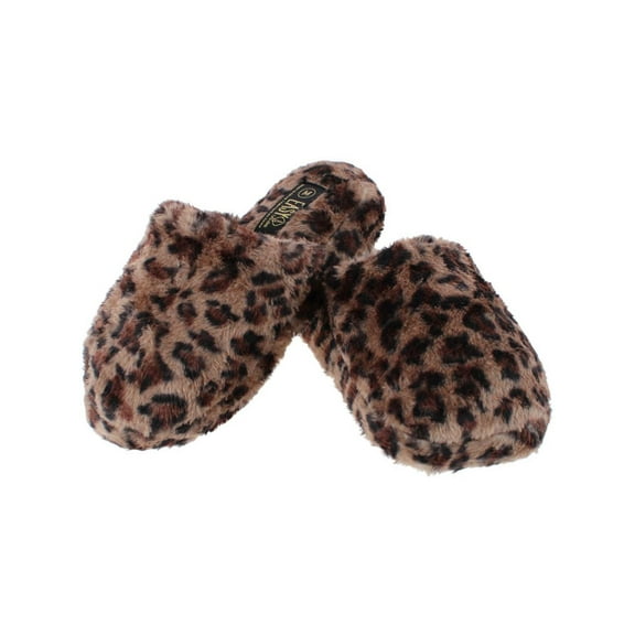 CTM  Plush Animal Print Slippers (Women)