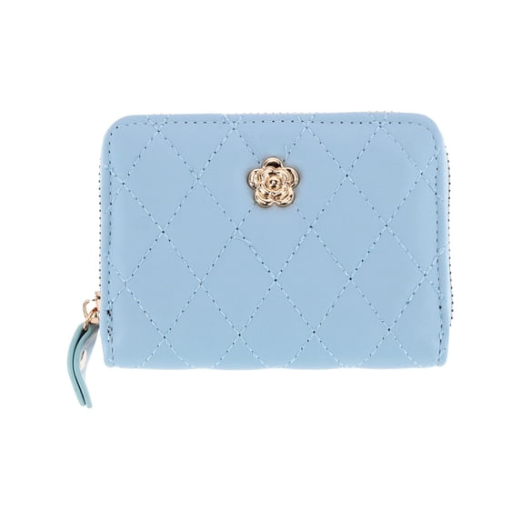 CTM Premium Faux Leather Quilted Look Zip Around Card Case (Women)