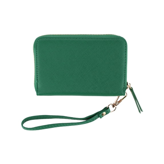 CTM Premium Faux Leather Zip Around Wristlet Wallet (Women)