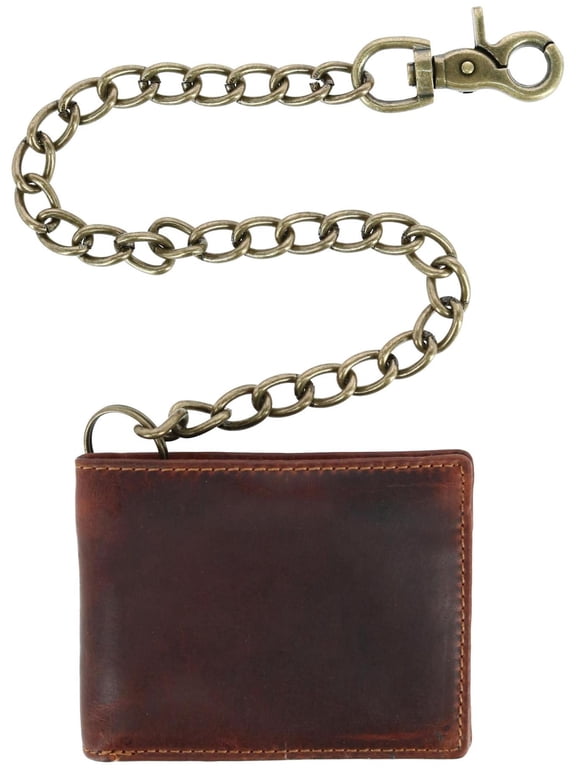RFID Vintage Leather Bifold Chain Wallet (Men)