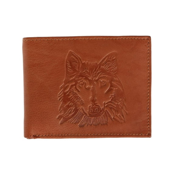 CTM RFID Wolf Embossed Bifold Wallet (Men)