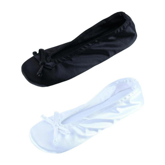 CTM  Satin Ballerina Slipper House Shoe (Pack of 2) (Women)