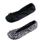 CTM  Satin Ballerina Slipper House Shoe (Pack of 2) (Women)