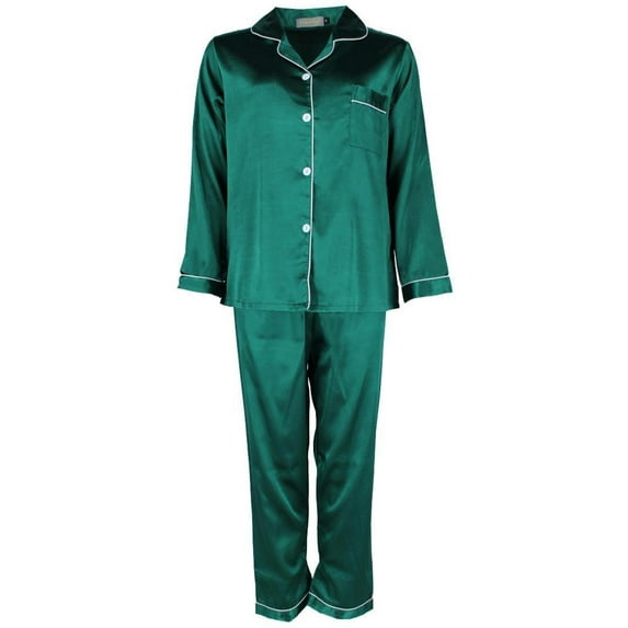 CTM Satin Long Sleeve Pajama Lounge Set (Women)