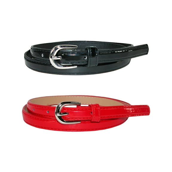 CTM  Skinny 1/2 Inch Dress Belt (Pack of 2 Colors) (Women)
