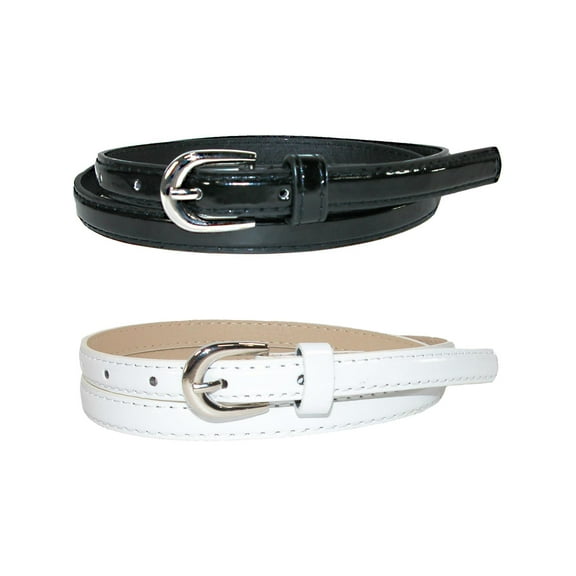 CTM  Skinny 1/2 Inch Dress Belt (Pack of 2 Colors) (Women)