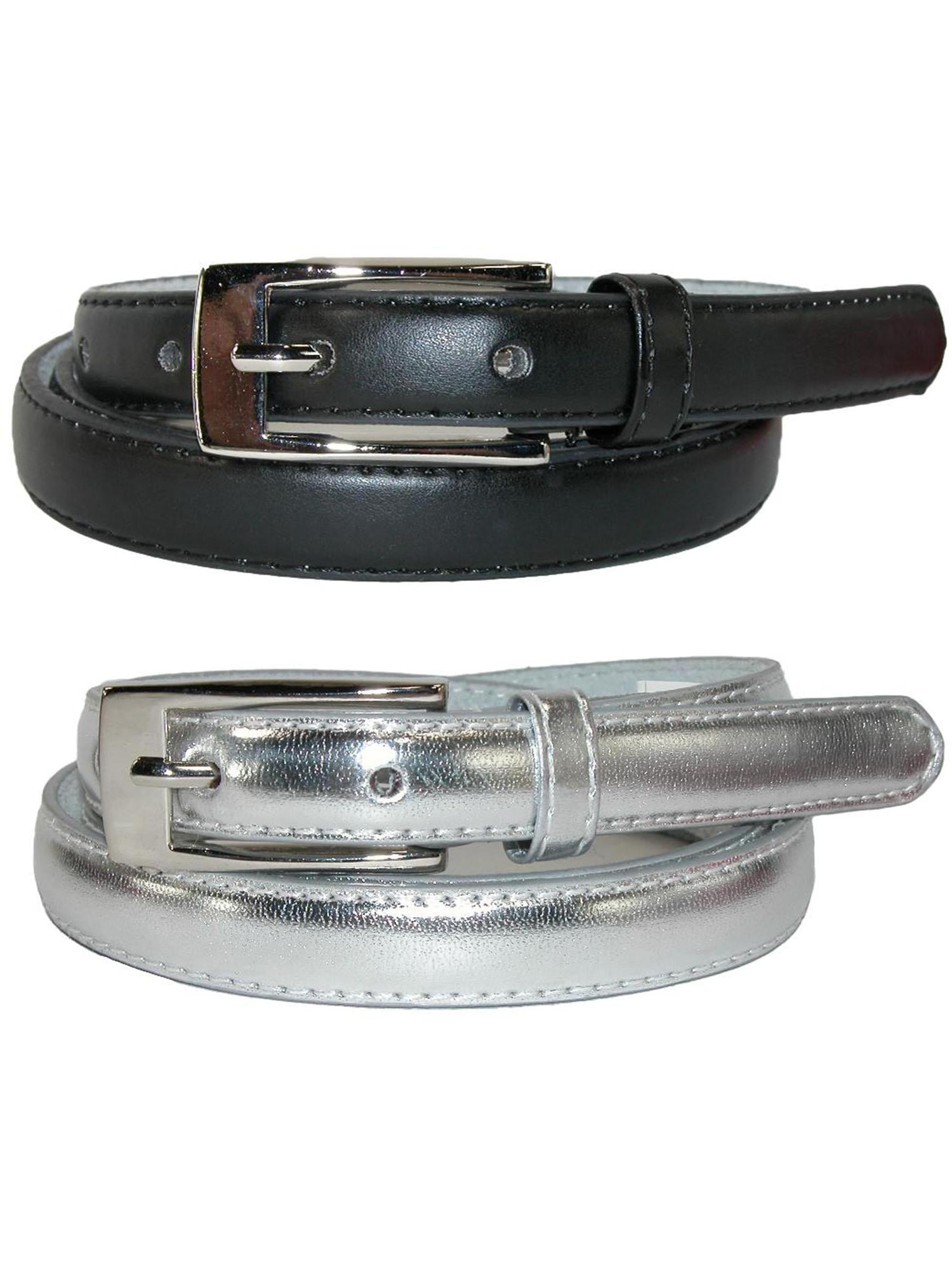 CTM Skinny Leather Dress Belt 2-Pack 3/4 in Black + Color (Women) -  Walmart.com