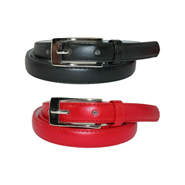 CTM Skinny Leather Dress Belt (Pack of 2 Colors) (Women)