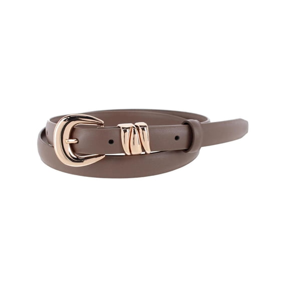 CTM Skinny Leather Dress Belt with Keeper Detail (Women)