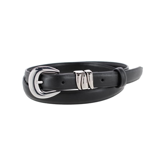 CTM Skinny Leather Dress Belt with Keeper Detail (Women)