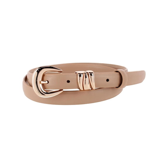 CTM Skinny Leather Dress Belt with Keeper Detail (Women)
