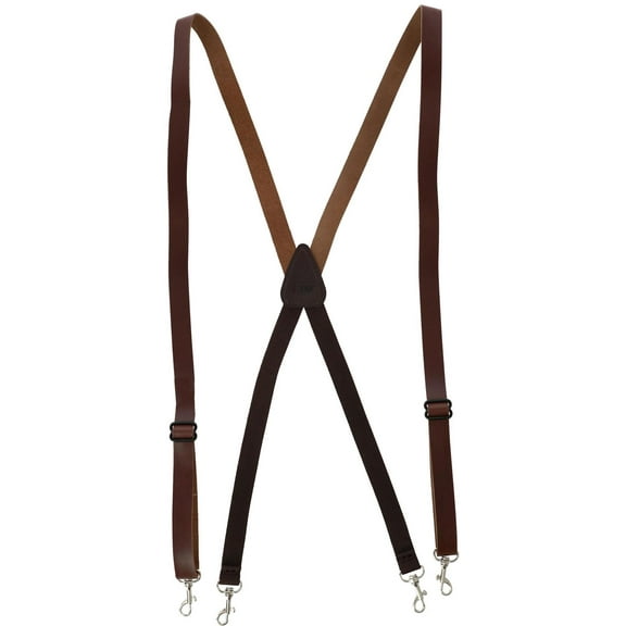 CTM  Smooth Coated Leather Slim Width Suspenders with Metal Swivel Hook Ends (Men)