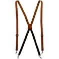 thumbnail image 1 of CTM  Smooth Coated Leather Slim Width Suspenders with Metal Swivel Hook Ends (Men), 1 of 4