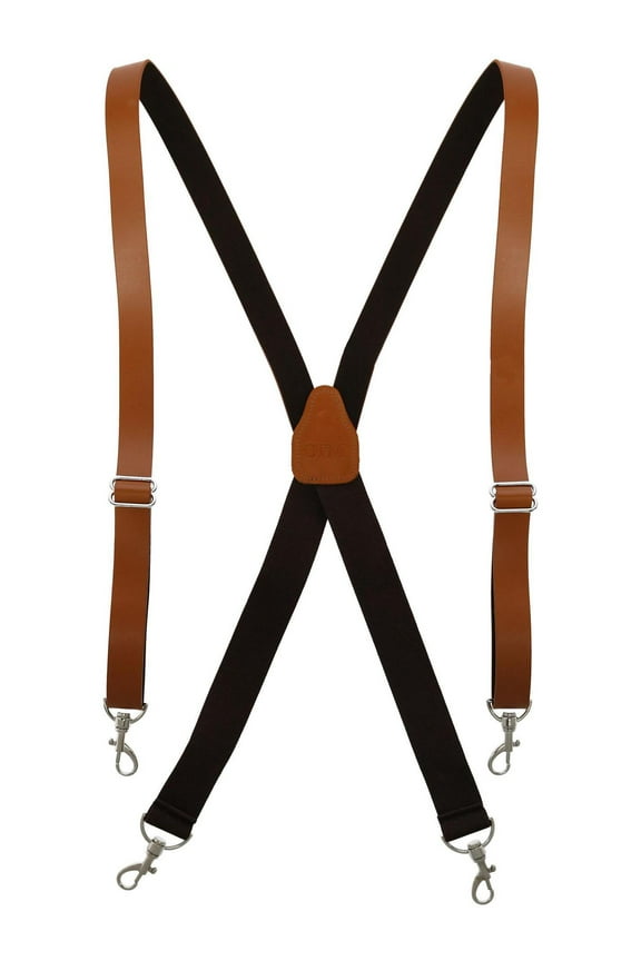 Smooth Coated Leather Suspenders with Metal Swivel Hook End (Men Big & Tall)