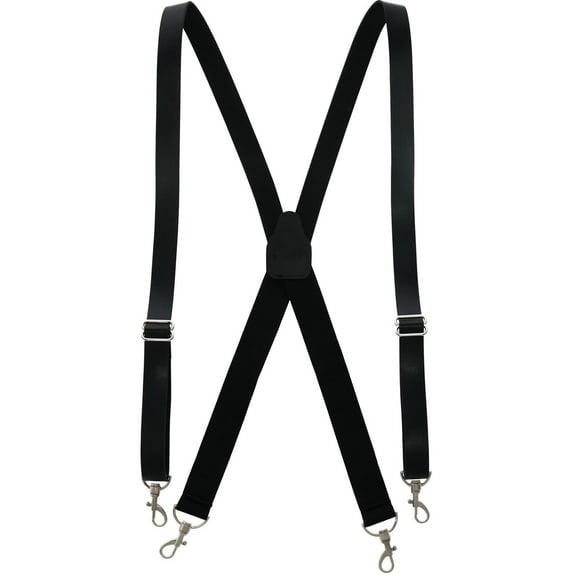 CTM  Smooth Coated Leather Suspenders with Metal Swivel Hook End (Men Big & Tall)