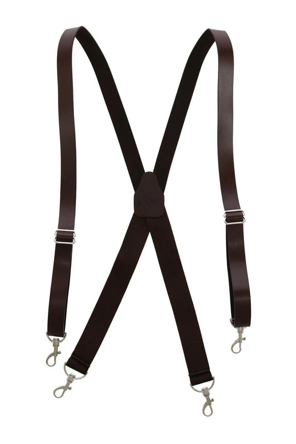 Smooth Coated Leather Suspenders with Metal Swivel Hook Ends (Men)