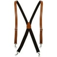 thumbnail image 1 of CTM  Smooth Coated Leather Suspenders with Metal Swivel Hook Ends (Men), 1 of 4