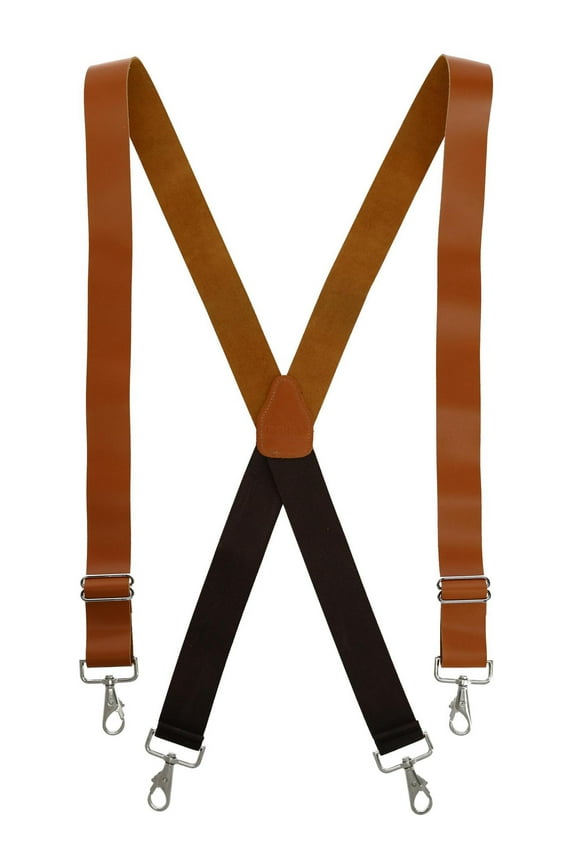 Smooth Coated Leather Wide Width Suspenders with Metal Swivel Hook Ends (Men)