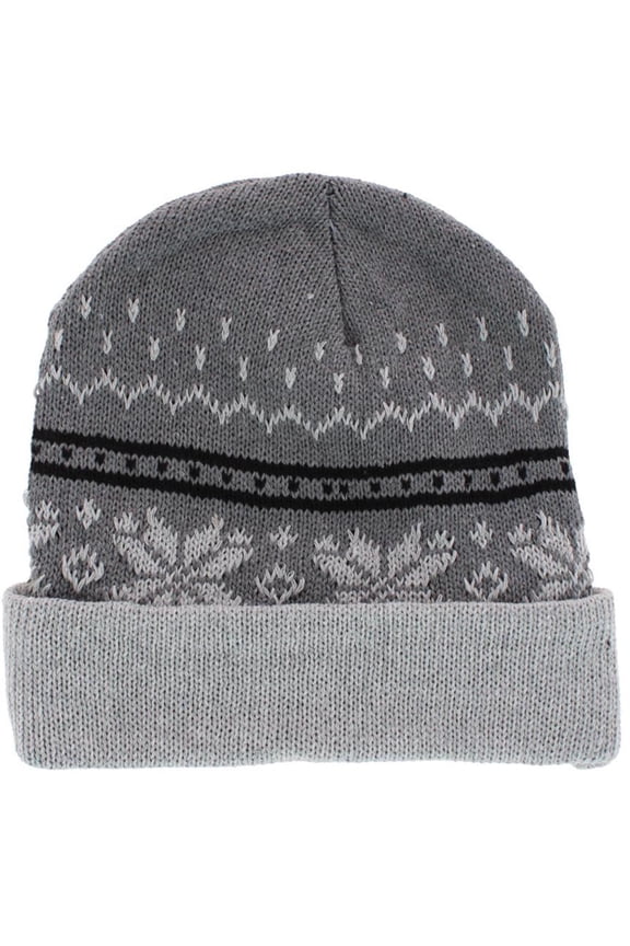 Snowflake Pattern Winter Knit Beanie Hat (Men)